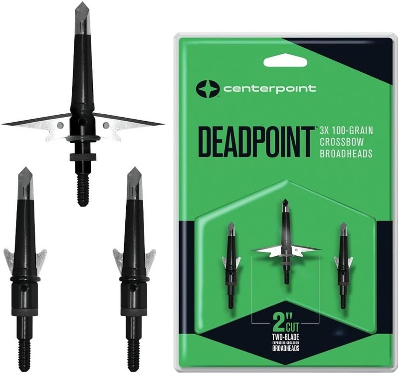 CentroPoint DEADPOINT Broadhead 100 Grain 3-Pack - Mechanical Crossbow Broadheads with 2 Inch Cut and Stainless-Steel Blades - Image 2